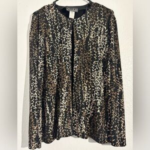 Alex Evenings Black, Gold and Cream Open-Front Evening Jacket